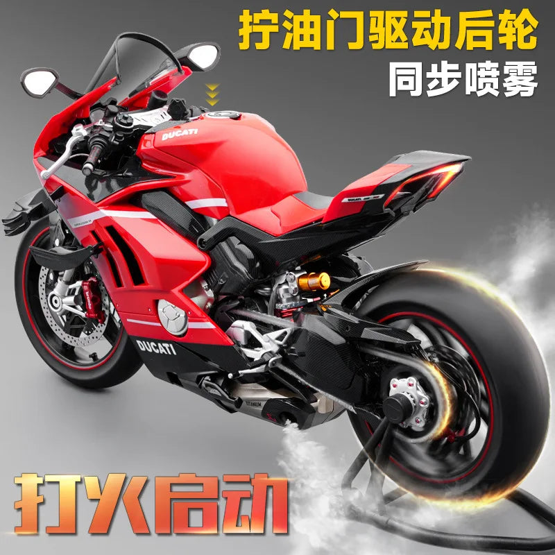 1:7 Scale Ducati V4 Diecast Motorcycle Model with Sound and Light Effects