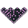 A set of ten vibrant acrylic D6 dice in various colors, including pink and black, for board games and RPGs.