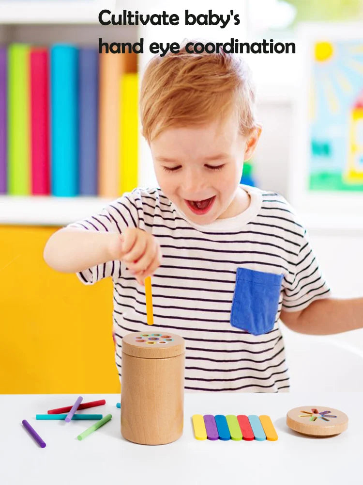 Wooden Color Sorting Toy for Toddlers – Montessori Fine Motor Skills Game