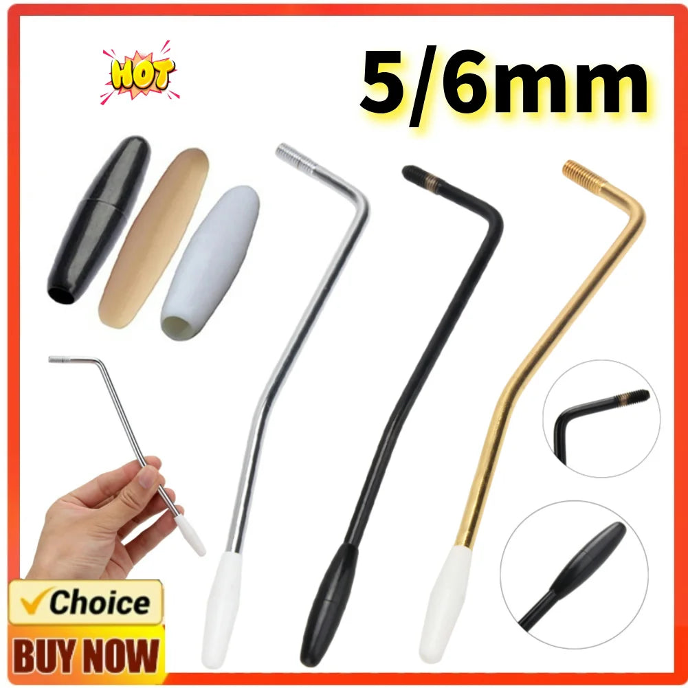 Set of 5/6mm replacement tremolo arms for electric guitar, including various sizes and finishes.