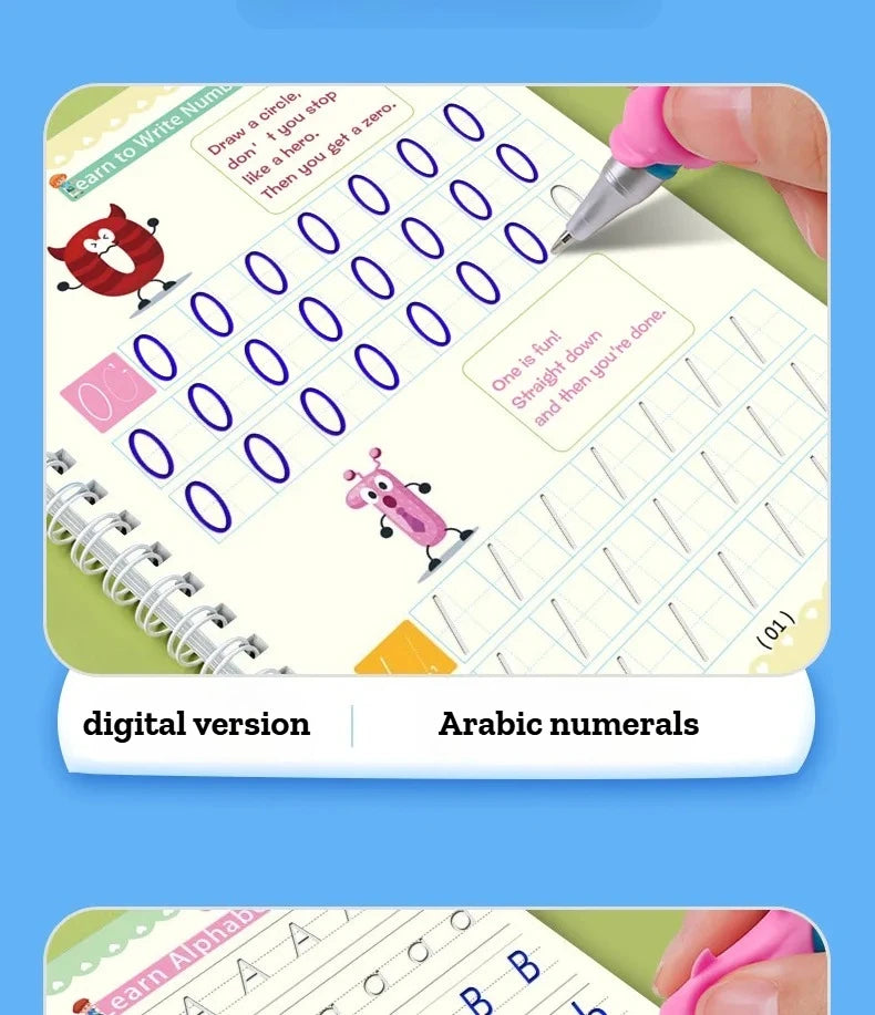Reusable Grooved Handwriting Books for Kids — Magic Ink Practice Set