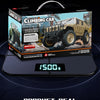 A 1:12 scale 4WD All-Terrain RC Off-Road Climbing Car displayed in its box with a digital weight reading.