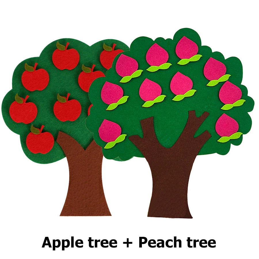 Felt Fruit Tree Puzzle – Color & Number Learning Toy for Kids