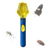 A blue bug catcher with a yellow magnifying viewer and a small insect visible.