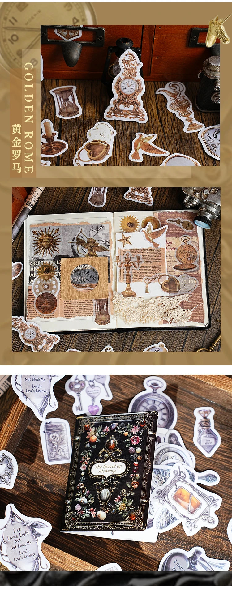 Vintage Alchemy Washi Sticker Pack – 50 Unique Metal-Inspired Designs for DIY Crafts