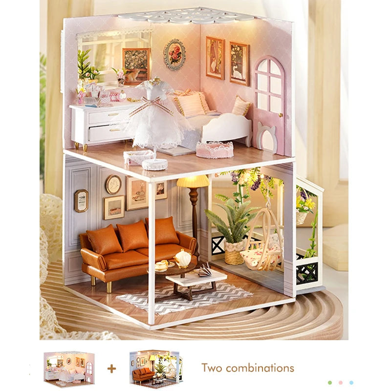 DIY Wooden Miniature Dollhouse Coffee Shop Kit