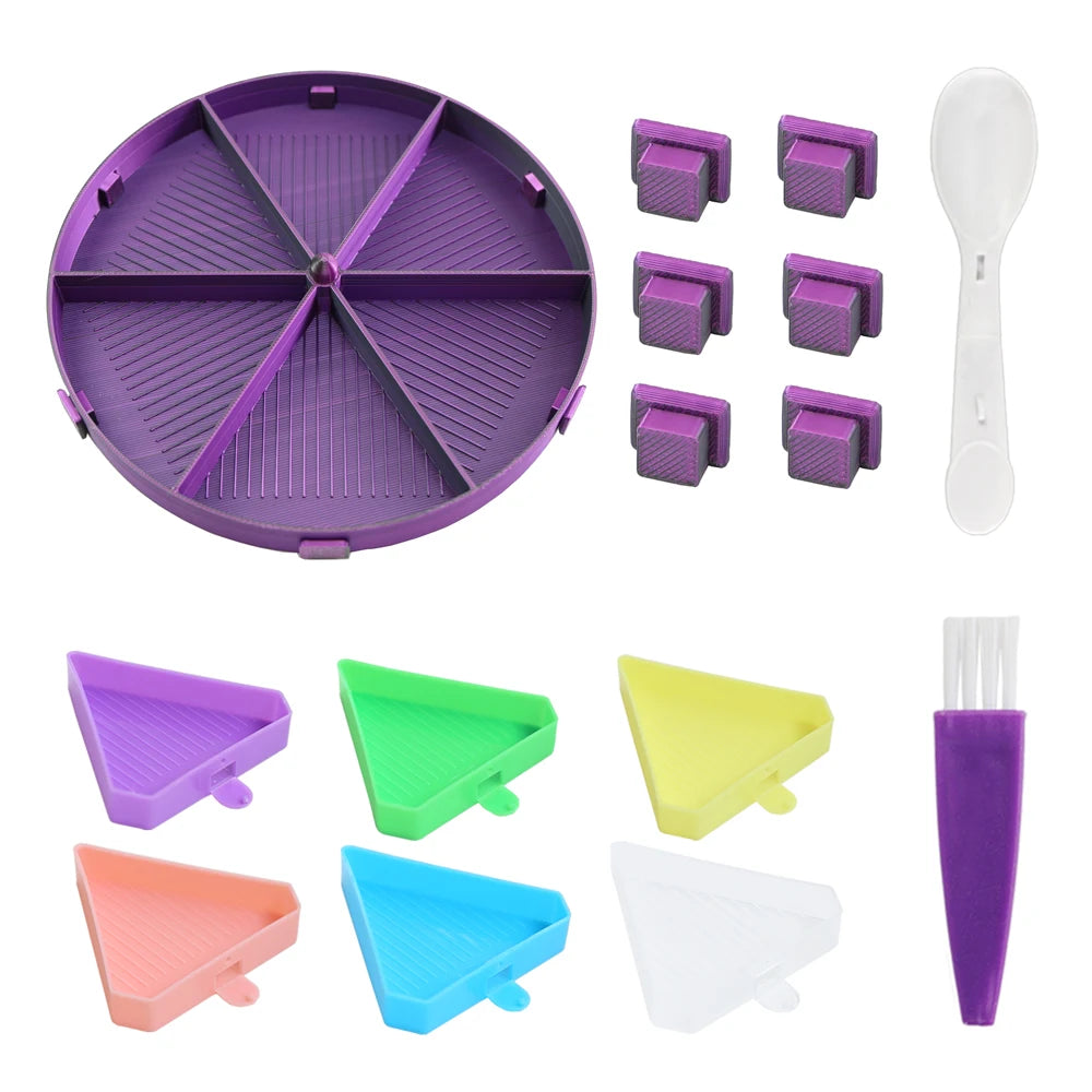 Rotating Diamond Painting Storage Tray with Divided Compartments