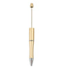 A gold-colored ballpoint pen with a metallic finish and a silver tip.