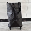 Black foldable portable shopping cart with wheels and backpack straps
