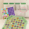 A green flipping puzzle game with colorful animal patterns used for brain development and memory training.
