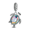 Sterling silver charm pendant set featuring starfish, sea turtle, and whale shark figures.