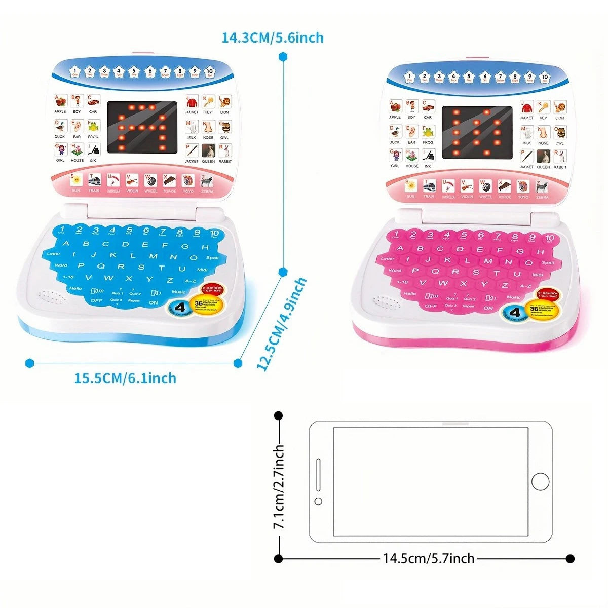 Interactive Learning Computer Toy for Kids with Music & Games