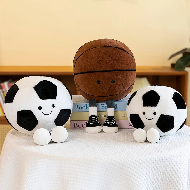 Realistic Sports Ball Plush Toy - Football, Basketball, Volleyball & 8-Ball Styles