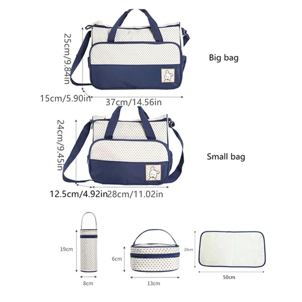Multifunctional Crossbody Diaper Bag with Five-Piece Set