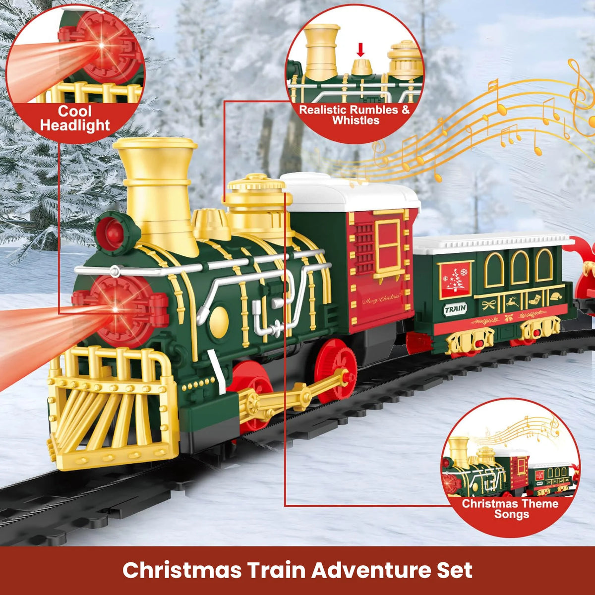Musical Christmas Train Set with Lights