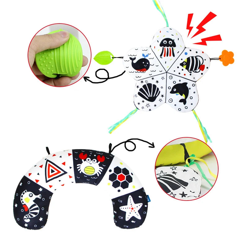 High-Contrast Tummy Time Pillow for Baby Sensory Development