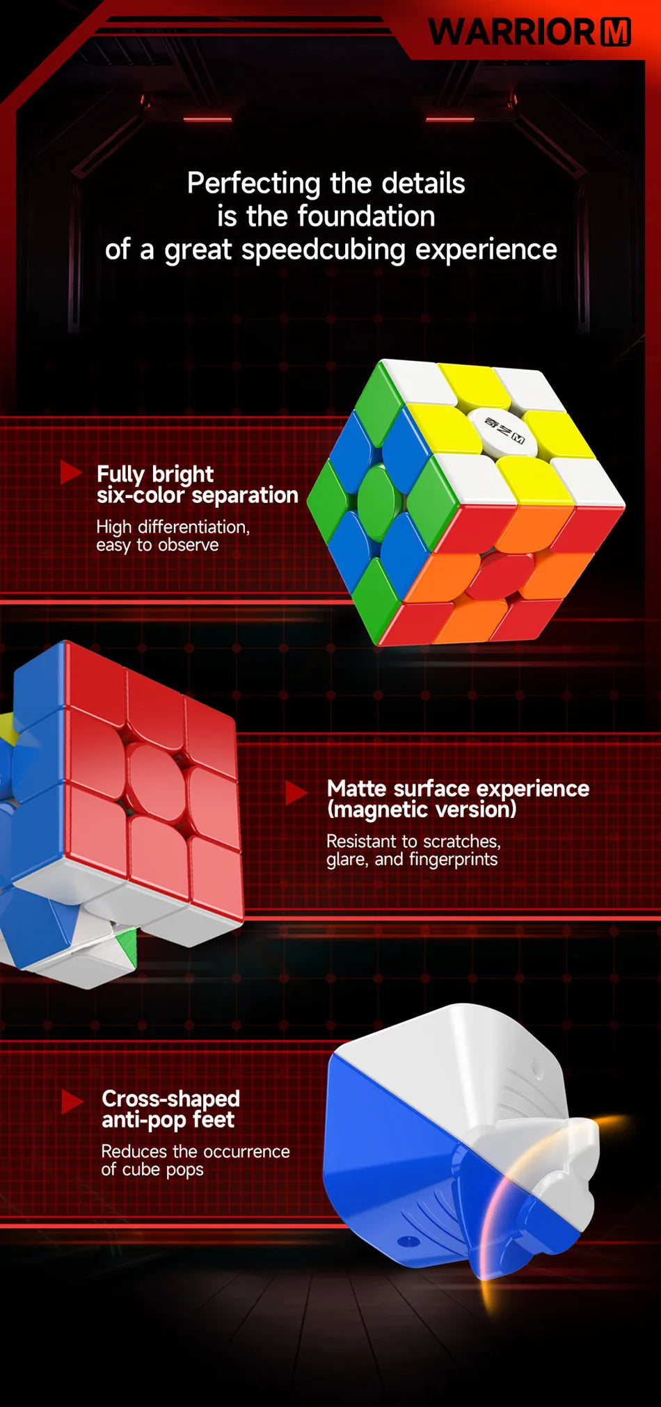 QiYi Warrior M 3x3 Magnetic Speed Cube – Professional Puzzle for Kids & Adults