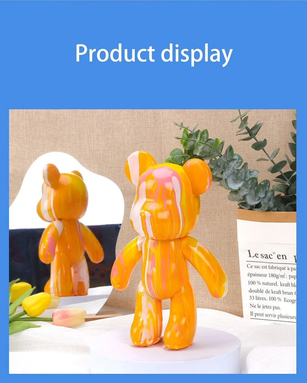 DIY Fluid Bear Sculpture Kit - Paintable Resin Bear Figurine for Creative Home Decor
