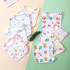 A set of three soft cotton baby bibs with adjustable closures featuring various cute animal and vehicle patterns.