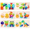 A set of wooden puzzles depicting various life cycle stages of insects and animals for toddlers.