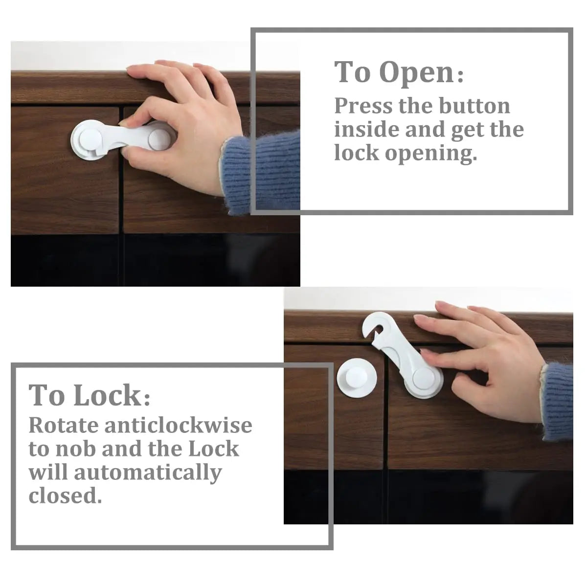 Adhesive Cabinet Locks for Baby Safety – Childproof Drawer and Cupboard Latches