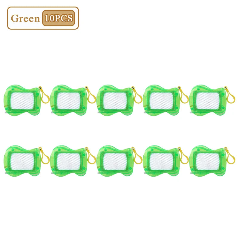Ten green mini magnetic drawing board keychains with stylus