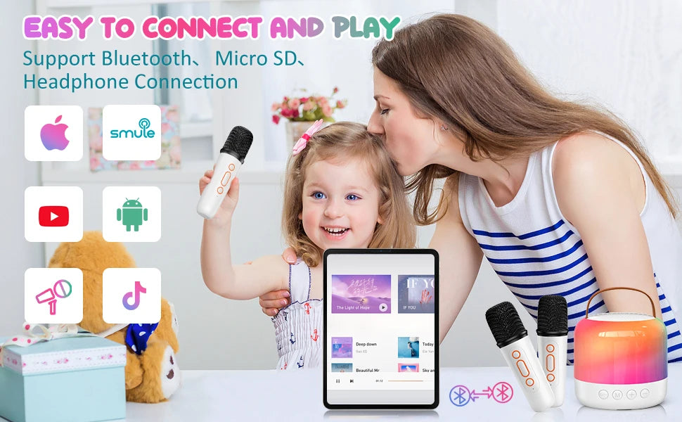 Portable Karaoke Machine with 2 Wireless Microphones