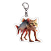 Acrylic keychain featuring a detailed design of a tabby cat with a silver keyring.