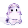 A translucent purple acrylic ghost bead with small black eyes and pink accents.