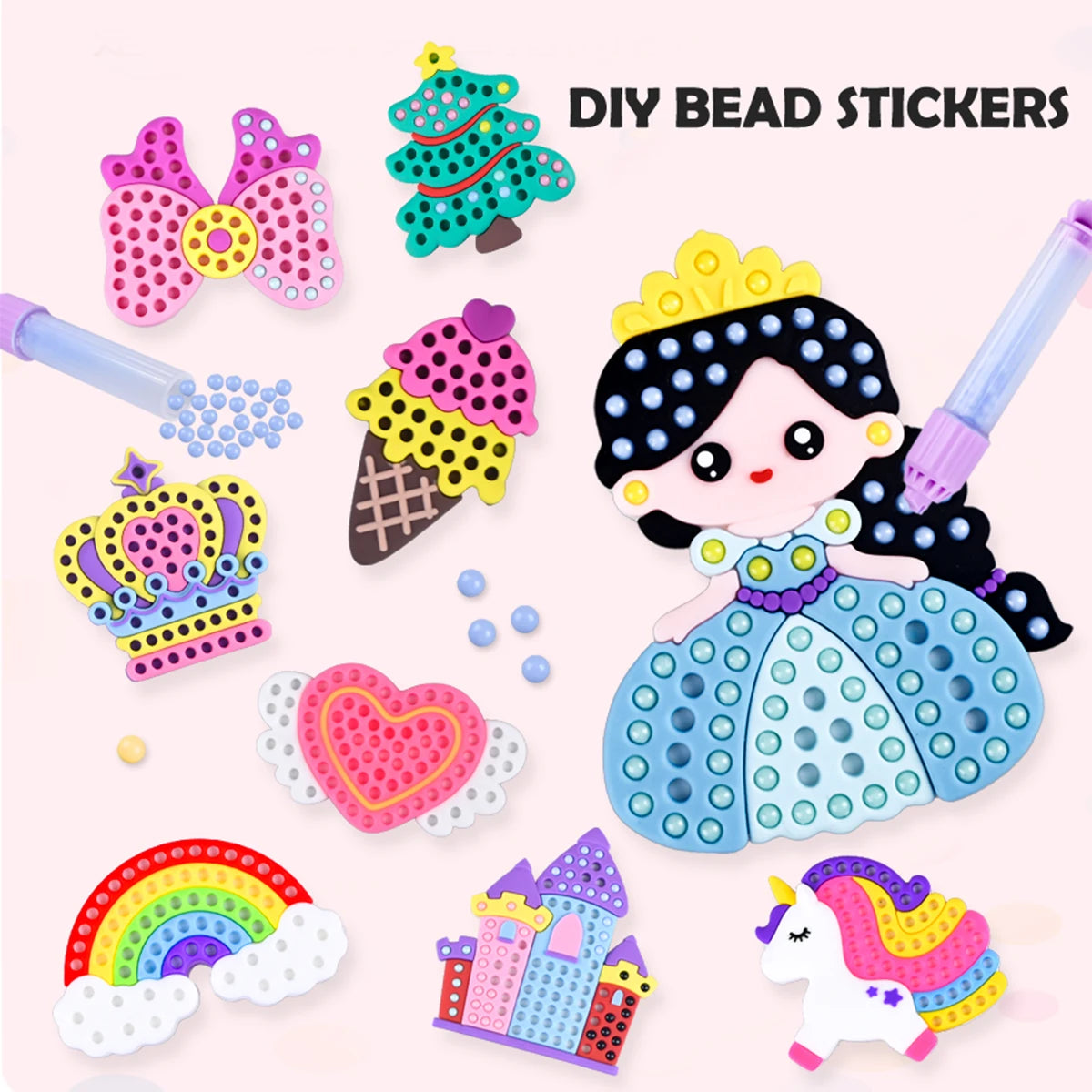 DIY Bead Pen Craft Kit for Girls - Rainbow & Princess Design