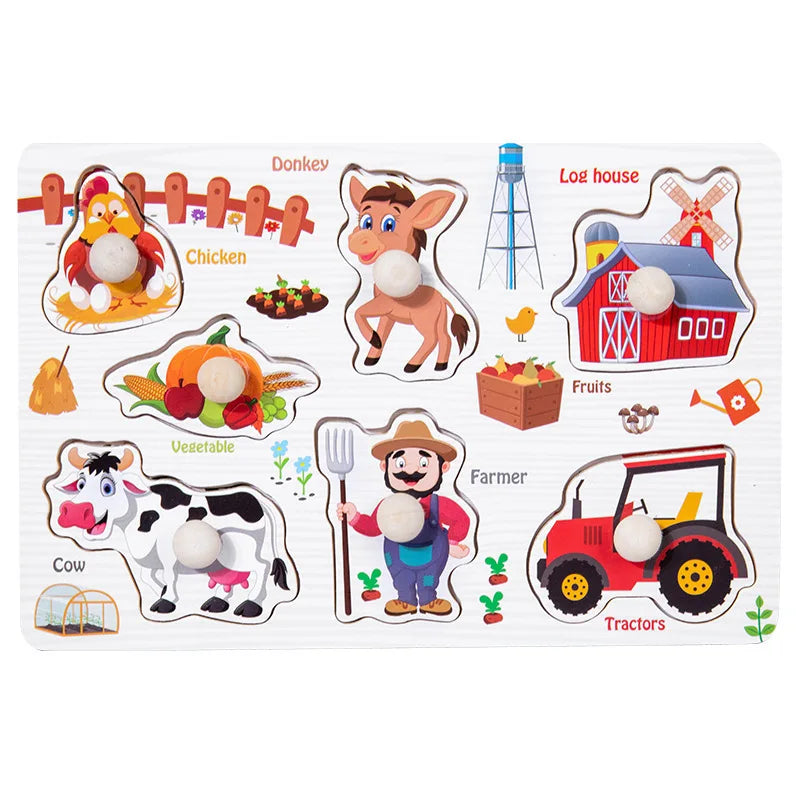 Wooden Alphabet & Number Peg Puzzles for Toddlers