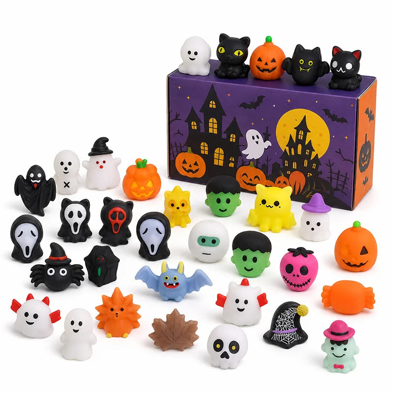 Halloween Mochi Squishy Toys – Soft Pumpkin, Ghost & Bat Stress Relievers
