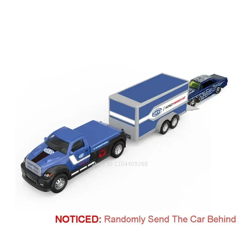 Diecast Metal Container Truck with Trailer – Pull-Back Action