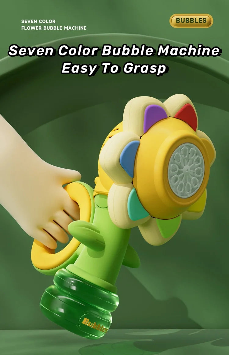 Sunflower Bubble Machine with Lights and Auto Shake for Kids