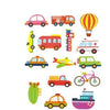 A collection of glow-in-the-dark animal washing water toys including a pink car, red train, and green truck.