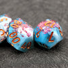 Handmade Resin D&D Dice Set – 7 Polyhedral Dice with Floral Design