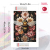 A diamond painting kit featuring a bee and flower design on a square canvas with a grid for sections.