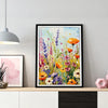 Diamond painting art featuring a vibrant field of purple, pink, and orange wildflowers.
