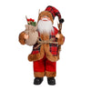 A 30cm Christmas Santa Claus figurine with a red hat, white beard, and plaid suit holding a sack of holly.