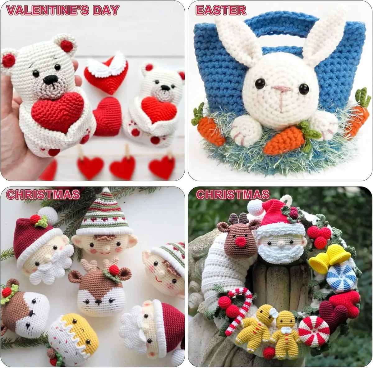Plastic safety eyes for amigurumi with locking washers in various colors and designs