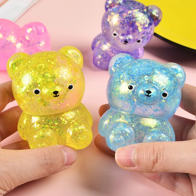 Glitter Gummy Bear Stress Relief Squishy Toy