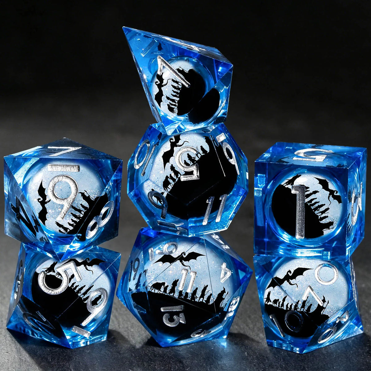 Liquid Core Polyhedral Dice Set for RPG Games