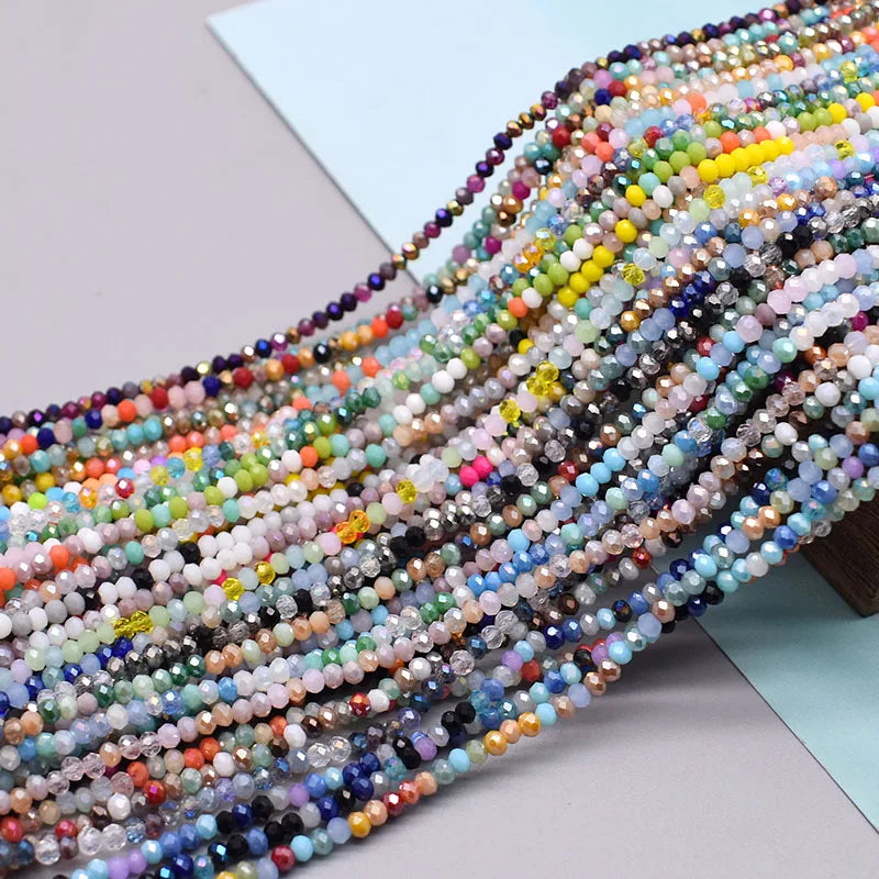 Mixed-Color Rondelle Glass Beads for Jewelry Making