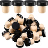 A set of ten reusable black and beige T-shaped wine bottle stoppers arranged in a cluster.