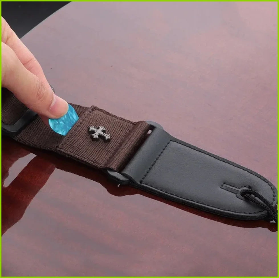 Vintage Woven Guitar Strap with Cross Detail