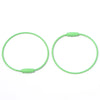 Ten stainless steel wire keychain rings with screw locks in a light green color