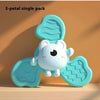 A single pack of a blue elephant-shaped spinning suction cup bath toy for toddlers.