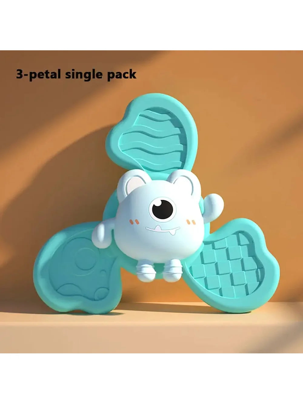 A single pack of a blue elephant-shaped spinning bath toy for toddlers.