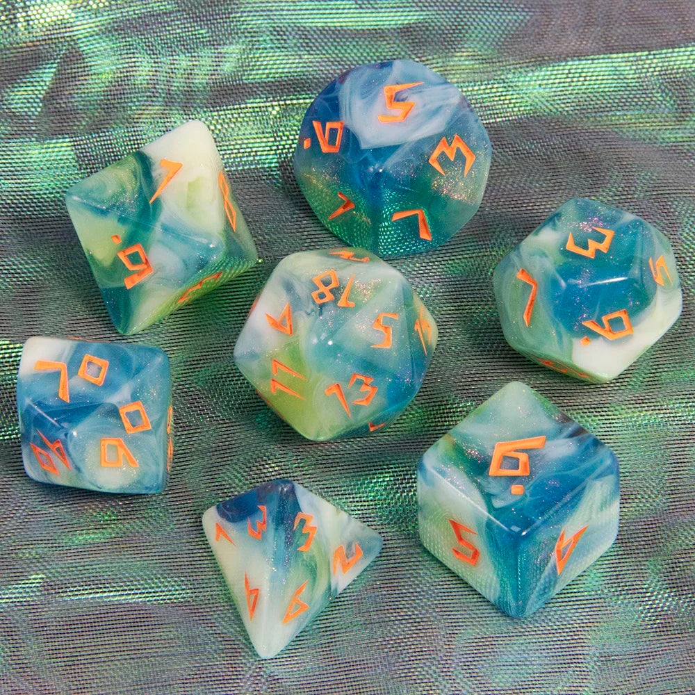 7-Piece Polyhedral Glitter Dice Set for Dungeons & Dragons