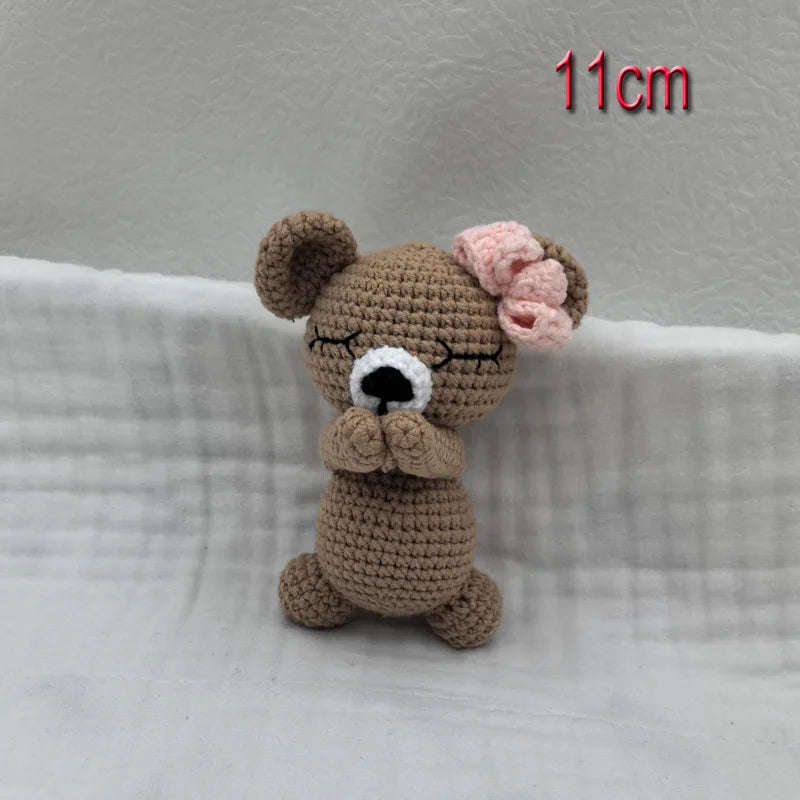 Handmade Amigurumi Plush Toy Set – Fox, Cow & Lamb Sleeping Dolls